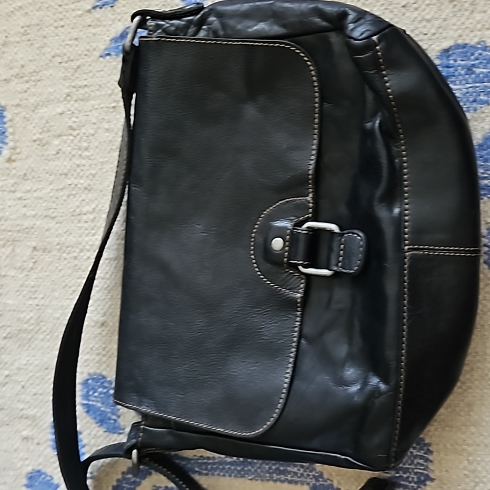 Jack Georges black leather crossbody